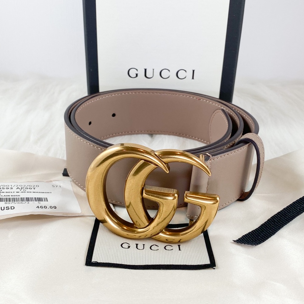 SOLD Gucci Double G Buckle Leather Belt 1.5” sz 75 - Picture 3 of 6